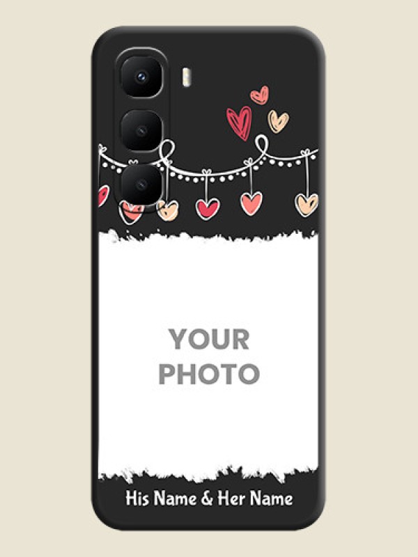 Custom Pink Love Hangings with Name On Space Black Custom Soft Matte Mobile Back Cover - Infinix Hot 60 5G - alternate view