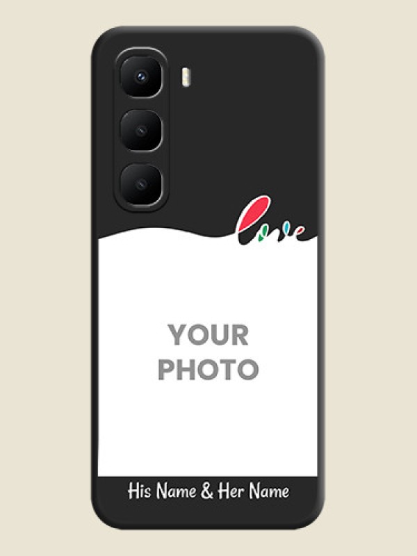 Custom Fall in Love Pattern with Picture on Photo On Space Black Custom Soft Matte Mobile Back Cover - Infinix Hot 60 5G - alternate view