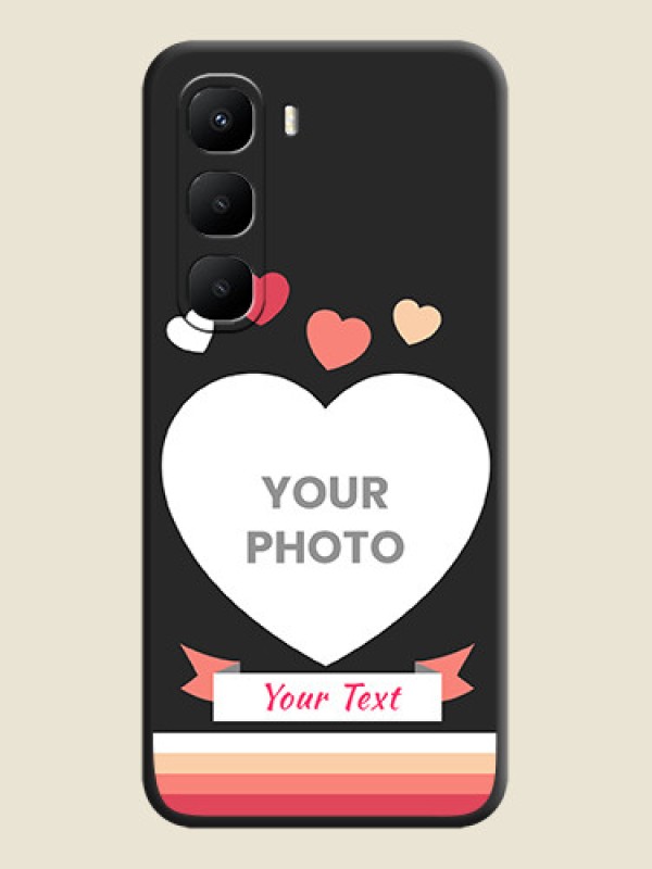 Custom Love Shaped Photo with Colorful Stripes On Space Black Custom Soft Matte Mobile Back Cover - Infinix Hot 60 5G - alternate view