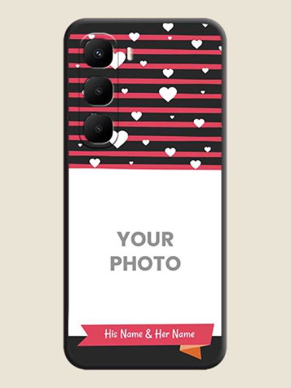 Custom White Color Love Symbols with Pink Lines Pattern On Space Black Custom Soft Matte Mobile Back Cover - Infinix Hot 60 5G - alternate view