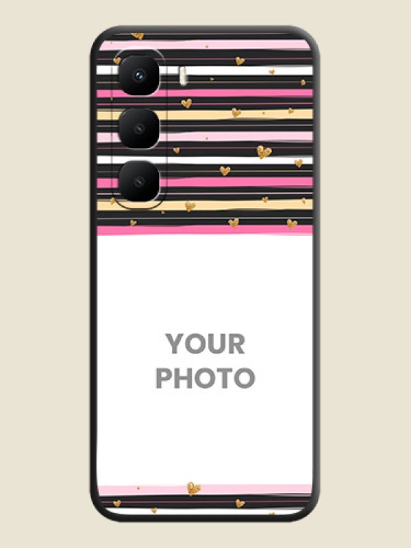 Custom Multicolor Lines and Golden Love Symbols Design on Photo On Space Black Custom Soft Matte Mobile Back Cover - Infinix Hot 60 5G - alternate view