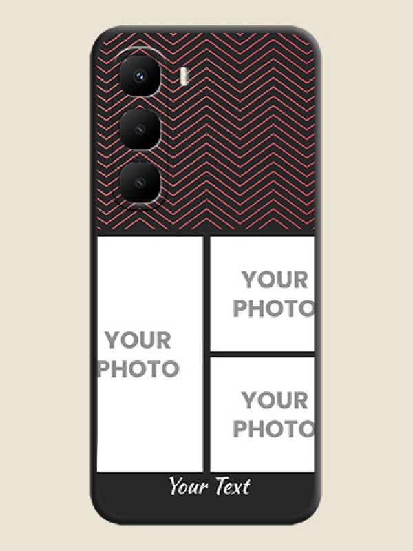 Custom Wave Pattern with 3 Image Holder On Space Black Custom Soft Matte Mobile Back Cover - Infinix Hot 60 5G - alternate view