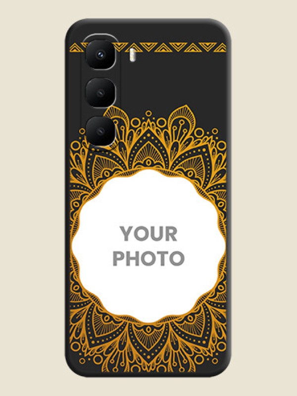 Custom Round Image with Floral Design On Space Black Custom Soft Matte Mobile Back Cover - Infinix Hot 60 5G - alternate view