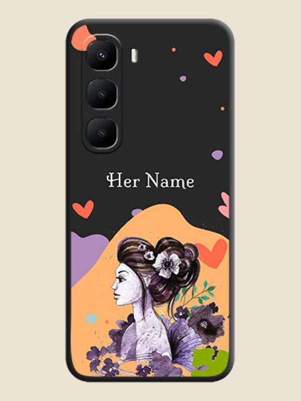 Custom Namecase For Her With Fancy Lady Image On Space Black Custom Soft Matte Mobile Back Cover - Infinix Hot 60 5G - alternate view