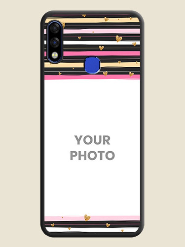 Custom Multicolor Lines and Golden Love Symbols Design on Photo on Space Black Soft Matte Mobile Cover - Infinix Hot 7 Pro - alternate view