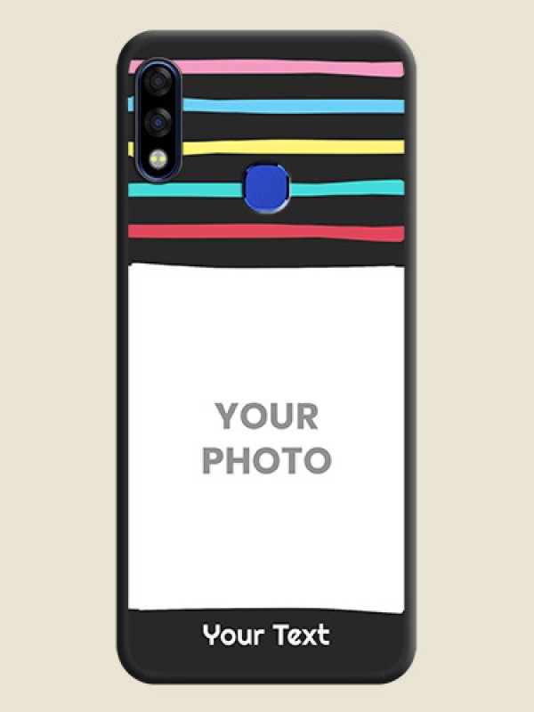 Custom Multicolor Lines with Image on Space Black Personalized Soft Matte Phone Covers - Infinix Hot 7 Pro - alternate view