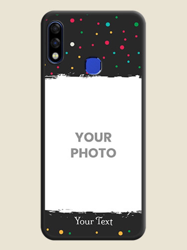 Custom Multicolor Dotted Pattern with Text on Space Black Custom Soft Matte Phone Back Cover - Infinix Hot 7 Pro - alternate view