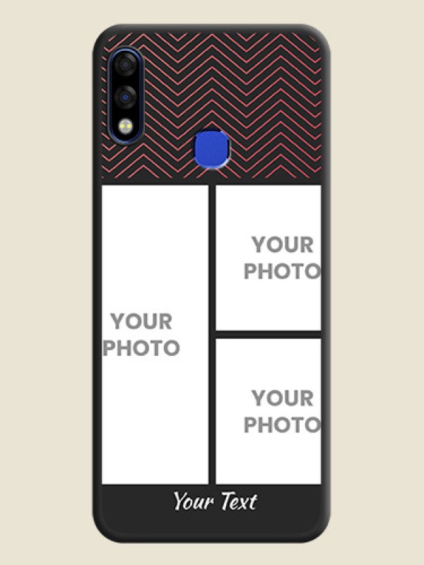 Custom Wave Pattern with 3 Image Holder on Space Black Custom Soft Matte Back Cover - Infinix Hot 7 Pro - alternate view
