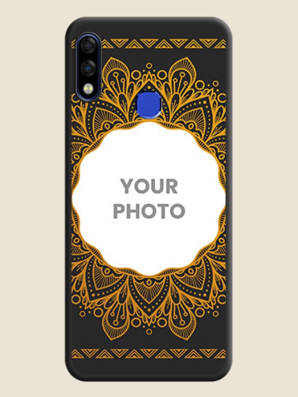 Custom Round Image with Floral Design on Photo on Space Black Soft Matte Mobile Cover - Infinix Hot 7 Pro - alternate view