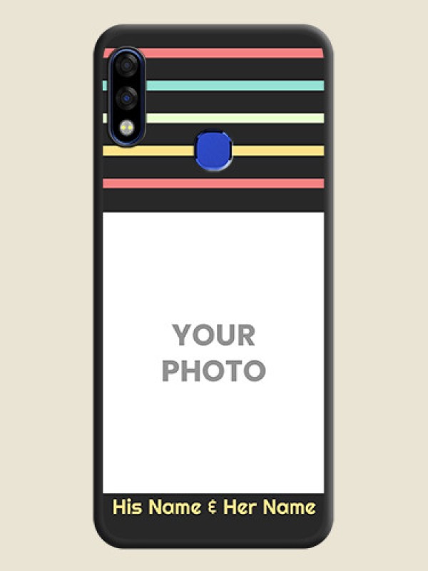 Custom Color Stripes with Photo and Text on Photo on Space Black Soft Matte Mobile Case - Infinix Hot 7 Pro - alternate view