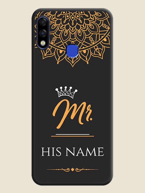 Custom Mr Name with Floral Design  on Personalised Space Black Soft Matte Cases - Infinix Hot 7 Pro - alternate view