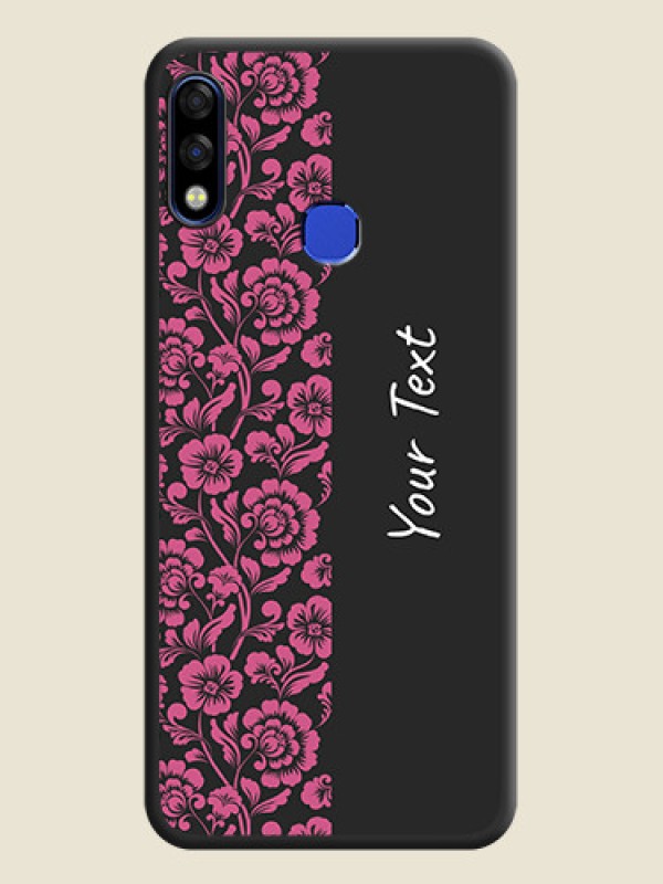 Custom Pink Floral Pattern Design With Custom Text On Space Black Personalized Soft Matte Phone Covers -Infinix Hot 7 Pro - alternate view