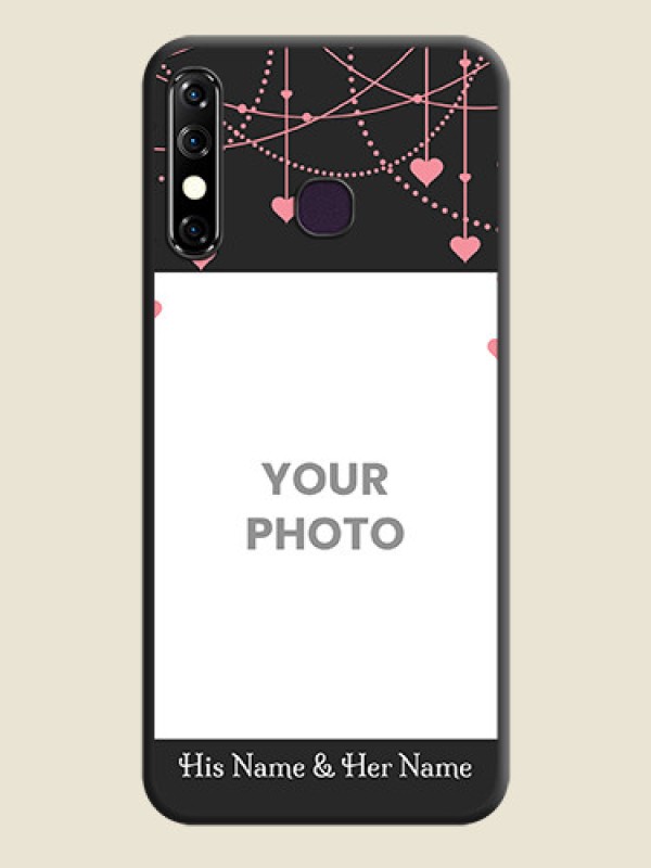 Custom Pink Love Hangings with Text on Space Black Custom Soft Matte Back Cover - Infinix Hot 8 - alternate view