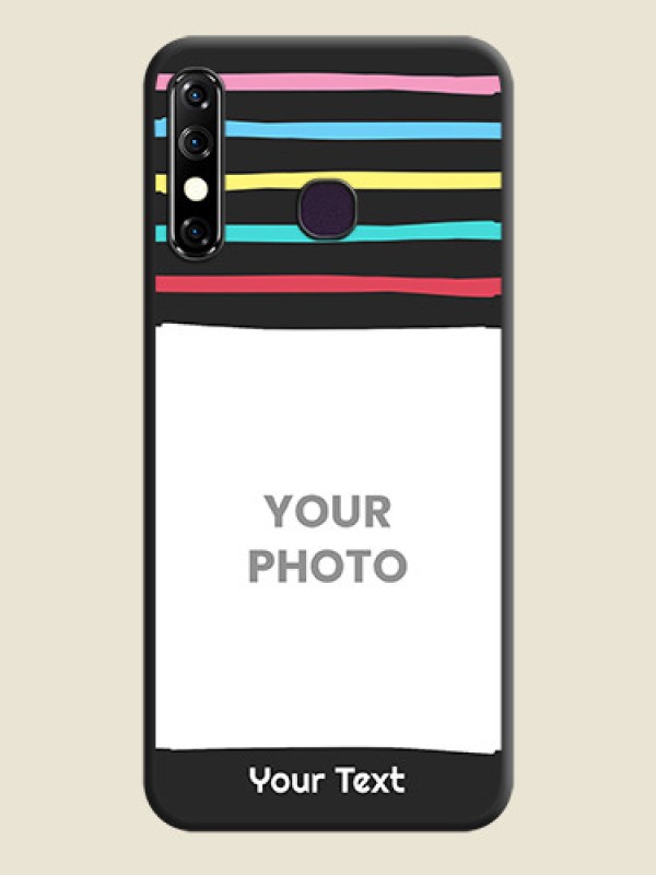 Custom Multicolor Lines with Image on Space Black Personalized Soft Matte Phone Covers - Infinix Hot 8 - alternate view