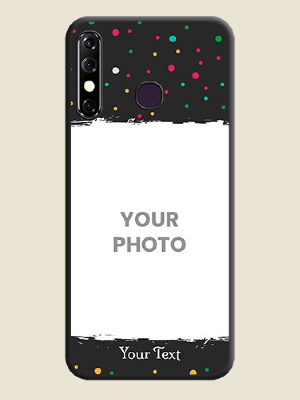 Custom Multicolor Dotted Pattern with Text on Space Black Custom Soft Matte Phone Back Cover - Infinix Hot 8 - alternate view