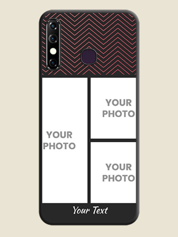 Custom Wave Pattern with 3 Image Holder on Space Black Custom Soft Matte Back Cover - Infinix Hot 8 - alternate view