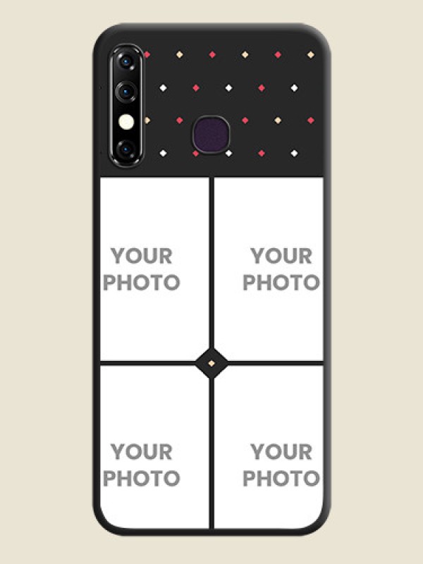 Custom Multicolor Dotted Pattern with 4 Image Holder on Space Black Custom Soft Matte Phone Cases - Infinix Hot 8 - alternate view