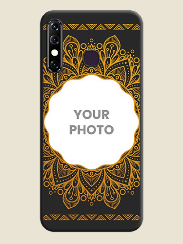 Custom Round Image with Floral Design - Photo on Space Black Soft Matte Mobile Cover - Infinix Hot 8 - alternate view