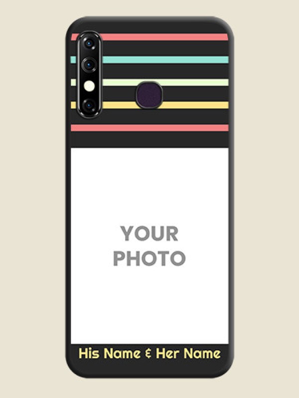 Custom Color Stripes with Photo and Text - Photo on Space Black Soft Matte Mobile Case - Infinix Hot 8 - alternate view
