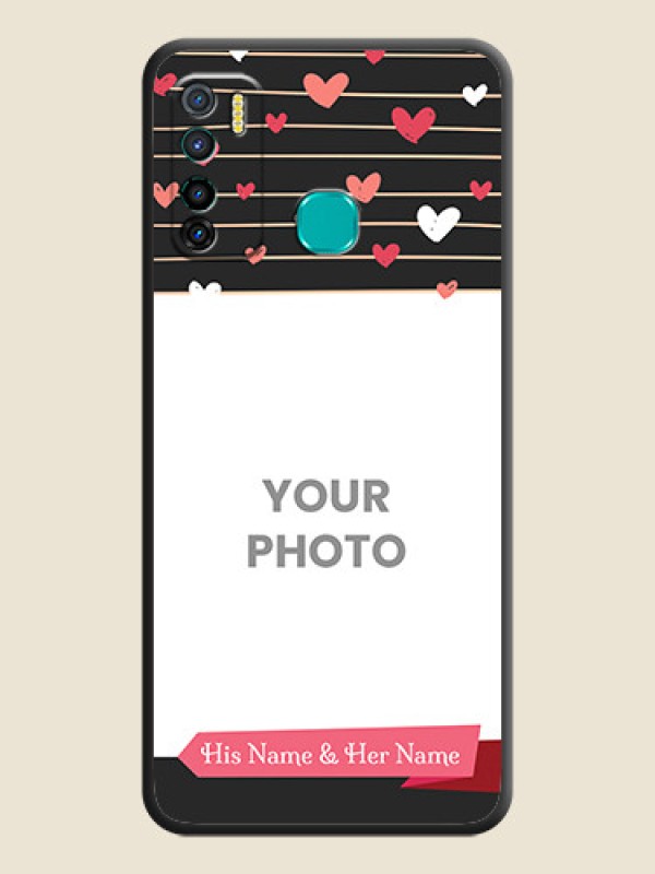 Custom Love Pattern with Name on Pink Ribbon  on Photo on Space Black Soft Matte Back Cover - Infinix Hot 9 Pro - alternate view