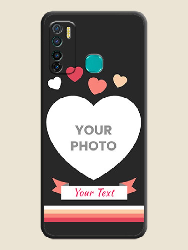 Custom Love Shaped Photo with Colorful Stripes on Personalised Space Black Soft Matte Cases - Infinix Hot 9 Pro - alternate view
