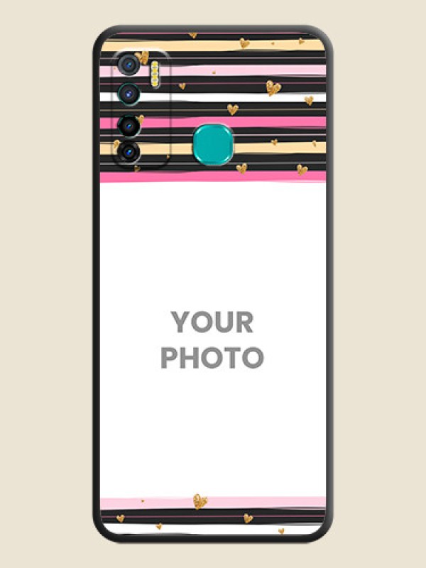 Custom Multicolor Lines and Golden Love Symbols Design on Photo on Space Black Soft Matte Mobile Cover - Infinix Hot 9 Pro - alternate view