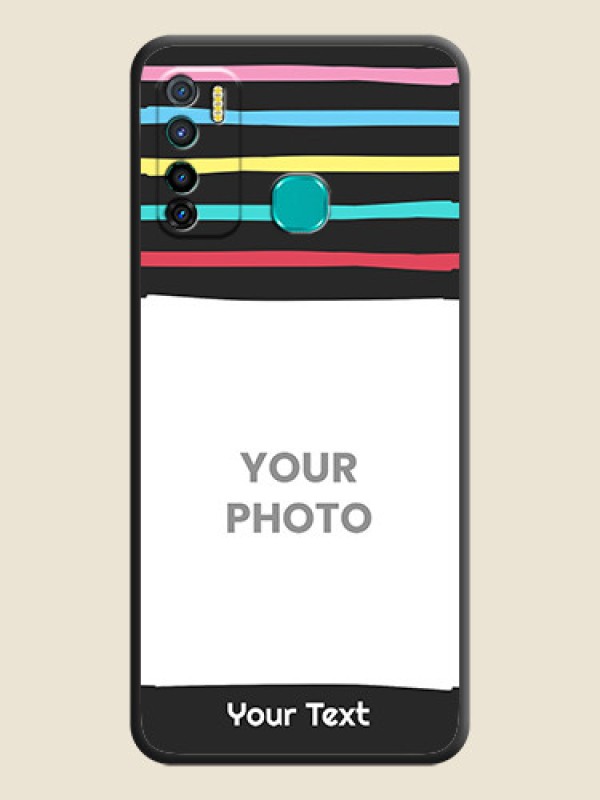 Custom Multicolor Lines with Image on Space Black Personalized Soft Matte Phone Covers - Infinix Hot 9 Pro - alternate view