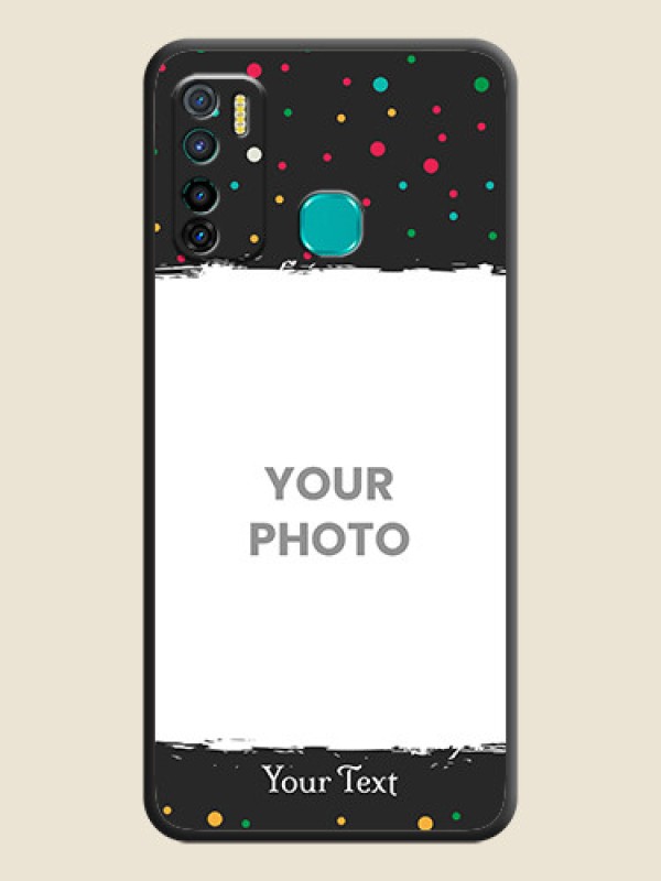 Custom Multicolor Dotted Pattern with Text on Space Black Custom Soft Matte Phone Back Cover - Infinix Hot 9 Pro - alternate view