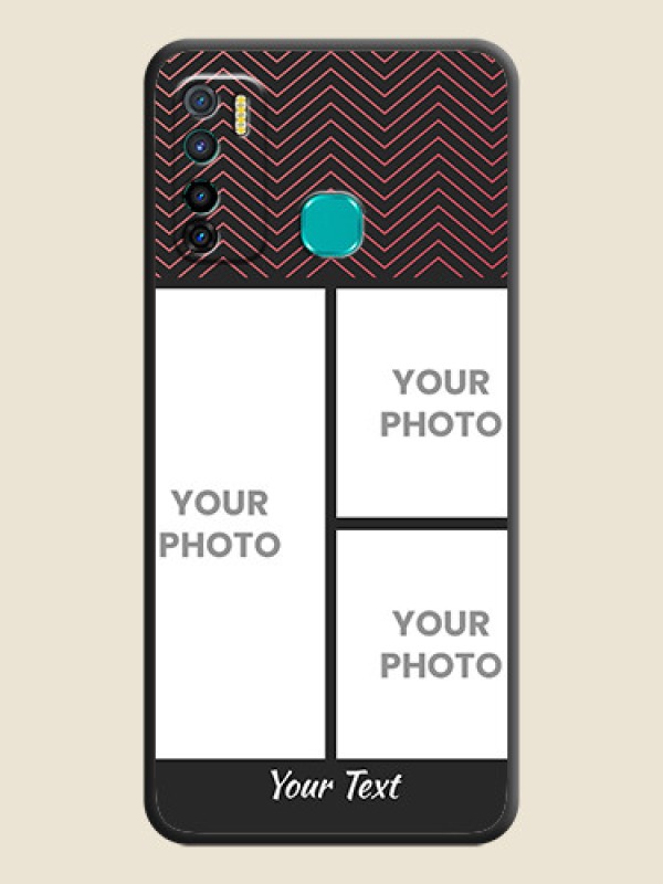 Custom Wave Pattern with 3 Image Holder on Space Black Custom Soft Matte Back Cover - Infinix Hot 9 Pro - alternate view