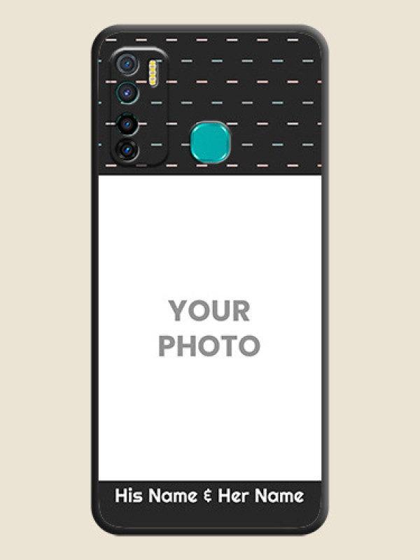 Custom Line Pattern Design with Text on Space Black Custom Soft Matte Phone Back Cover - Infinix Hot 9 Pro - alternate view