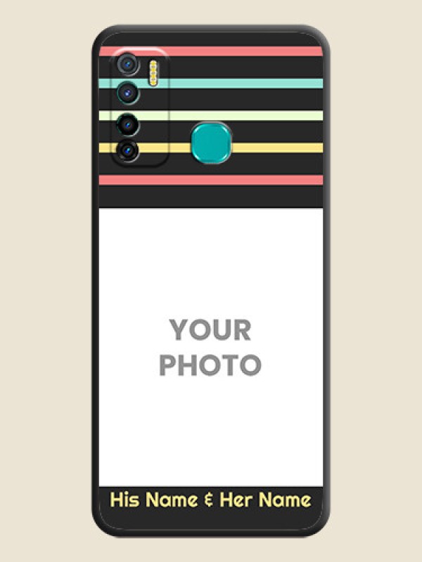 Custom Color Stripes with Photo and Text on Photo on Space Black Soft Matte Mobile Case - Infinix Hot 9 Pro - alternate view