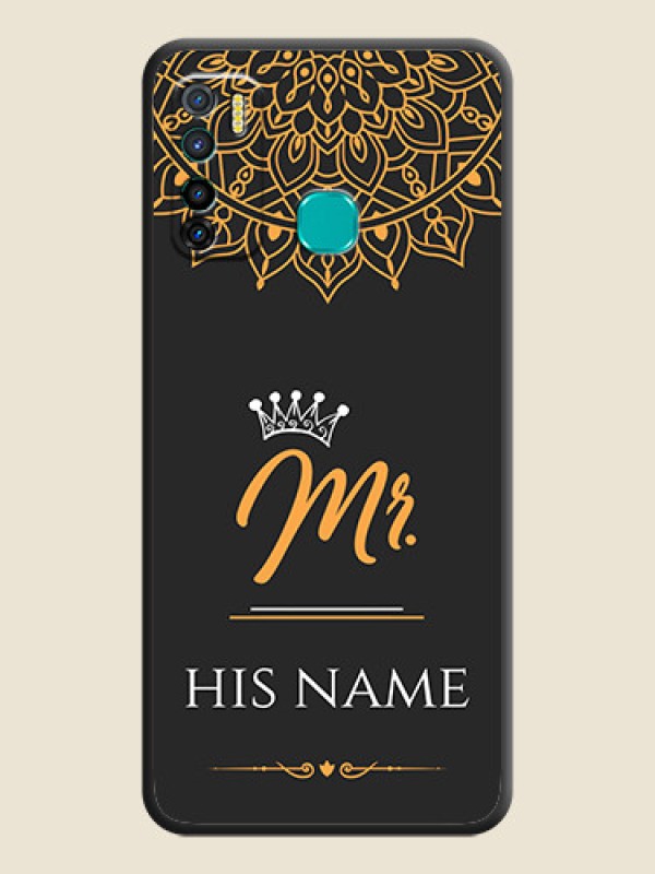 Custom Mr Name with Floral Design  on Personalised Space Black Soft Matte Cases - Infinix Hot 9 Pro - alternate view