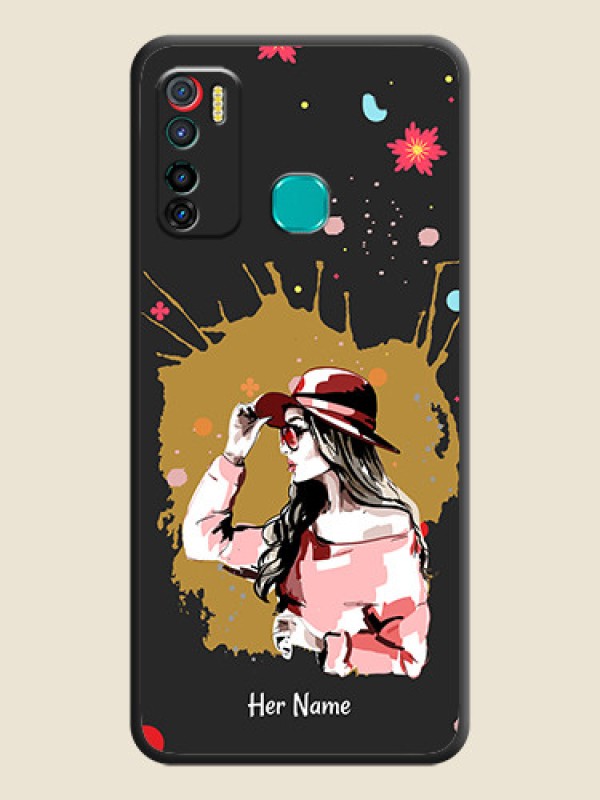 Custom Mordern Lady With Color Splash Background With Custom Text On Space Black Personalized Soft Matte Phone Covers -Infinix Hot 9 Pro - alternate view