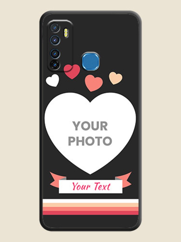 Custom Love Shaped Photo with Colorful Stripes on Personalised Space Black Soft Matte Cases - Infinix Hot 9 - alternate view