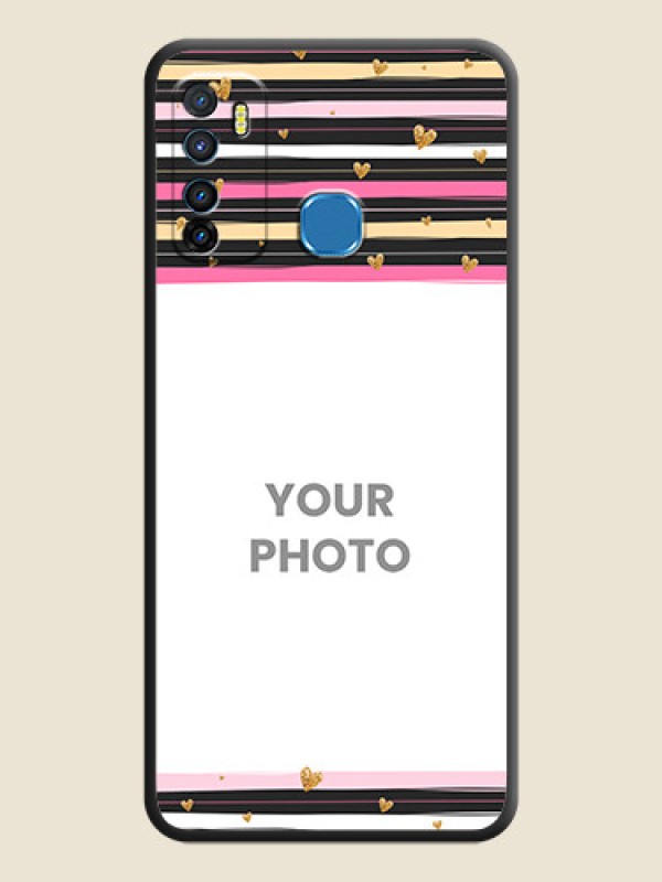 Custom Multicolor Lines and Golden Love Symbols Design on Photo on Space Black Soft Matte Mobile Cover - Infinix Hot 9 - alternate view