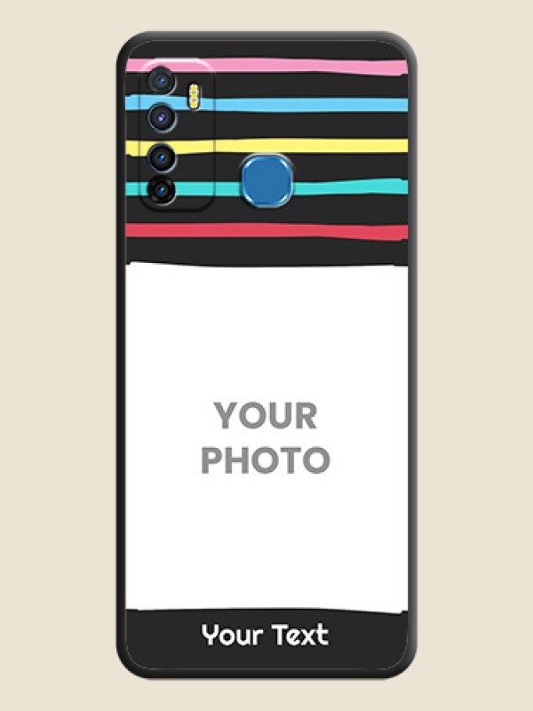 Custom Multicolor Lines with Image on Space Black Personalized Soft Matte Phone Covers - Infinix Hot 9 - alternate view