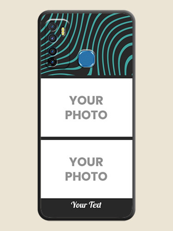 Custom Wave Pattern with 2 Image Holder on Space Black Personalized Soft Matte Phone Covers - Infinix Hot 9 - alternate view