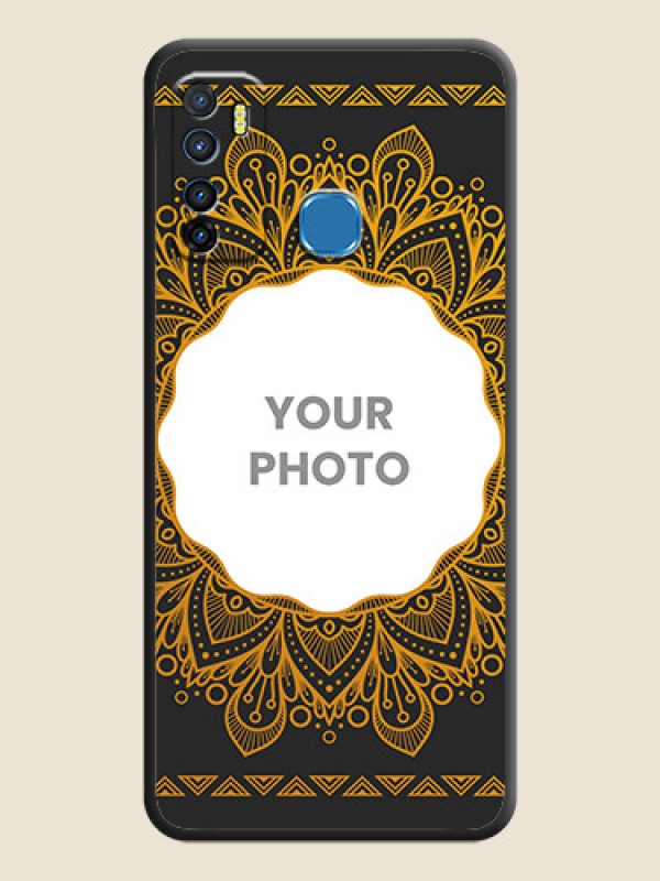 Custom Round Image with Floral Design on Photo on Space Black Soft Matte Mobile Cover - Infinix Hot 9 - alternate view