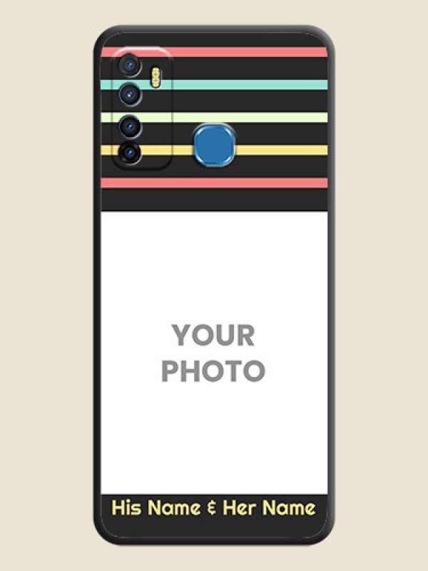 Custom Color Stripes with Photo and Text on Photo on Space Black Soft Matte Mobile Case - Infinix Hot 9 - alternate view