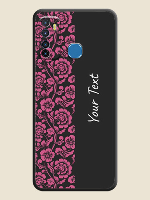 Custom Pink Floral Pattern Design With Custom Text On Space Black Personalized Soft Matte Phone Covers -Infinix Hot 9 - alternate view