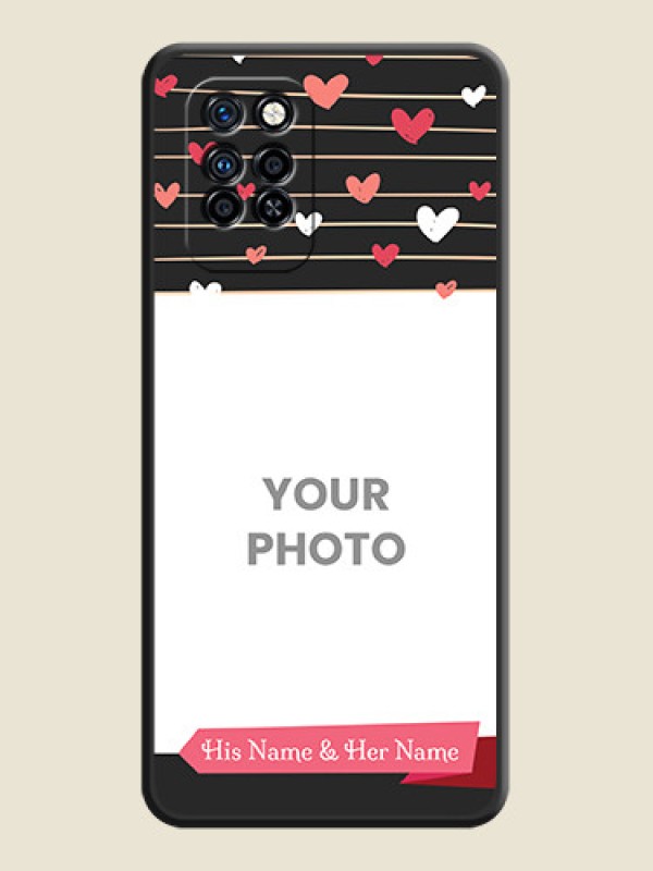 Custom Love Pattern with Name on Pink Ribbon  on Photo on Space Black Soft Matte Back Cover - Infinix Note 10 Pro - alternate view