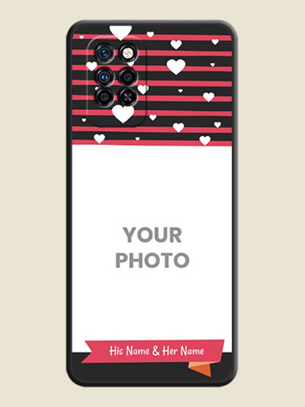 Custom White Color Love Symbols with Pink Lines Pattern on Space Black Custom Soft Matte Phone Cases - Infinix Note 10 Pro - alternate view