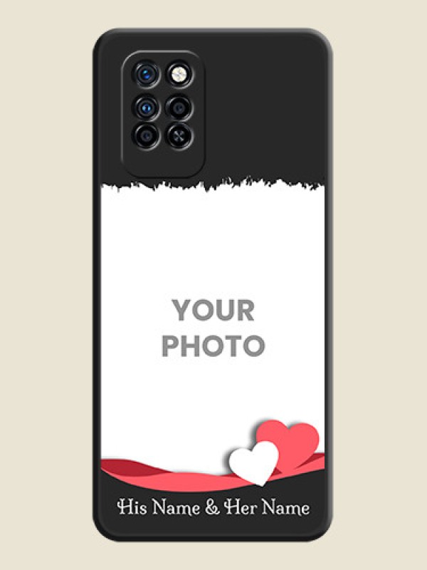 Custom Pin Color Love Shaped Ribbon Design with Text on Space Black Custom Soft Matte Phone Back Cover - Infinix Note 10 Pro - alternate view