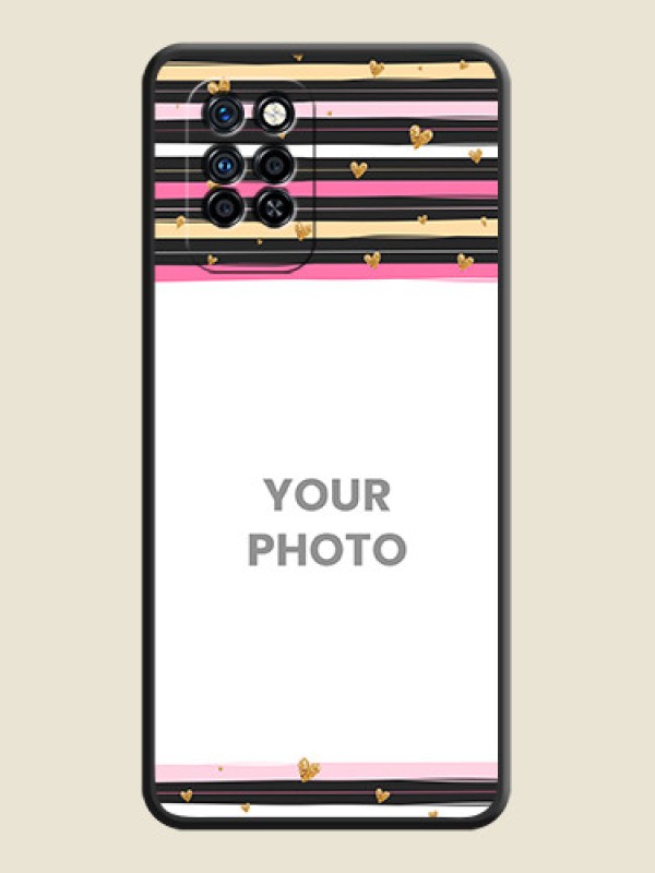 Custom Multicolor Lines and Golden Love Symbols Design on Photo on Space Black Soft Matte Mobile Cover - Infinix Note 10 Pro - alternate view