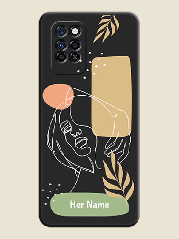 Custom Custom Text With Line Art Of Women & Leaves Design On Space Black Personalized Soft Matte Phone Covers -Infinix Note 10 Pro - alternate view