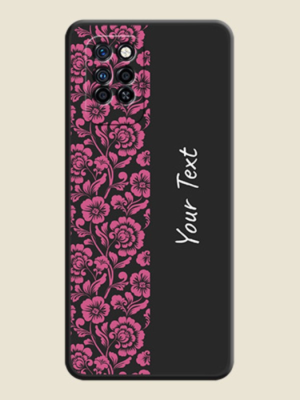 Custom Pink Floral Pattern Design With Custom Text On Space Black Personalized Soft Matte Phone Covers -Infinix Note 10 Pro - alternate view