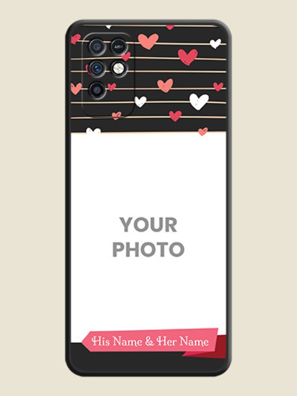 Custom Love Pattern with Name on Pink Ribbon  on Photo on Space Black Soft Matte Back Cover - Infinix Note 10 - alternate view