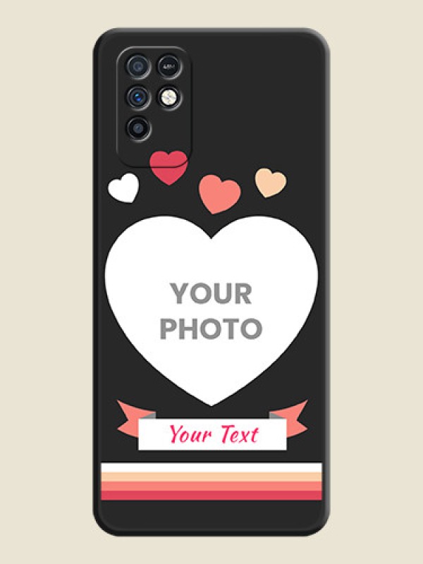 Custom Love Shaped Photo with Colorful Stripes on Personalised Space Black Soft Matte Cases - Infinix Note 10 - alternate view