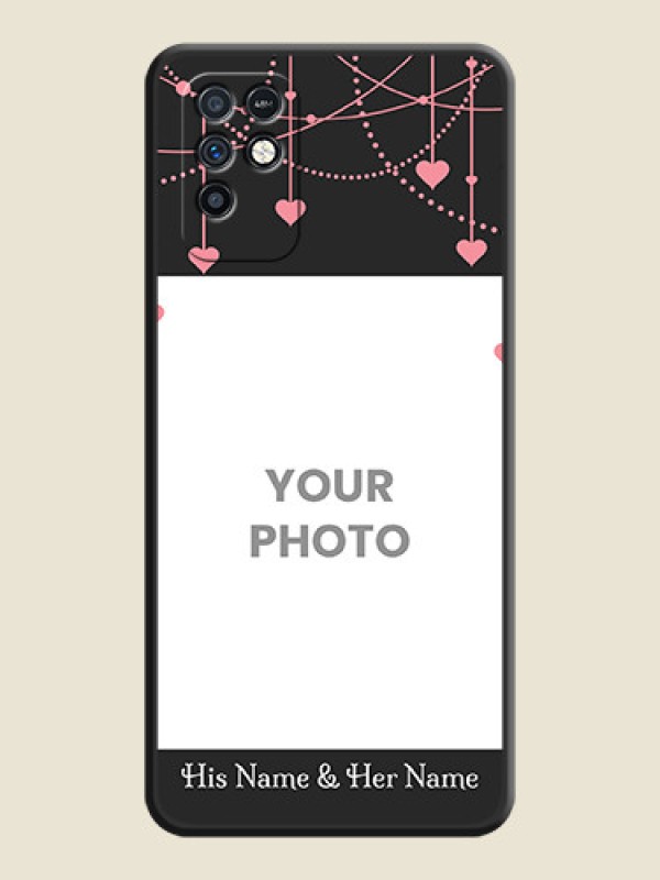 Custom Pink Love Hangings with Text on Space Black Custom Soft Matte Back Cover - Infinix Note 10 - alternate view