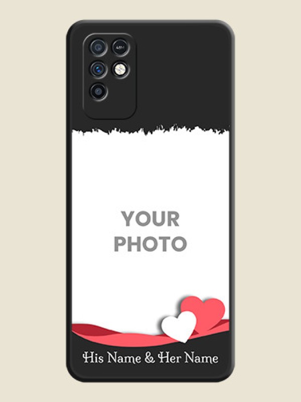 Custom Pin Color Love Shaped Ribbon Design with Text on Space Black Custom Soft Matte Phone Back Cover - Infinix Note 10 - alternate view